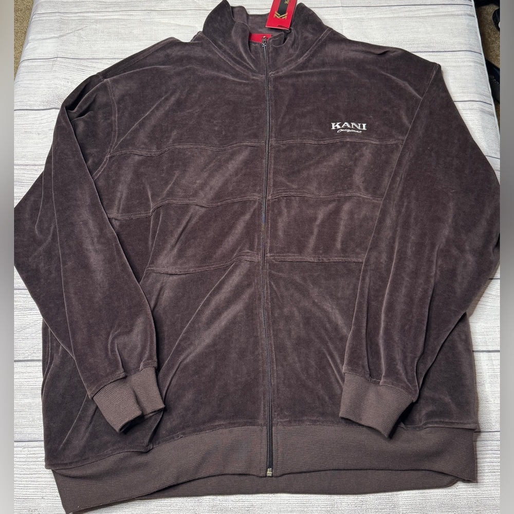 Karl Kani Originals Men’s Chocolate Brown Velour Track Jacket Size XXL NWT